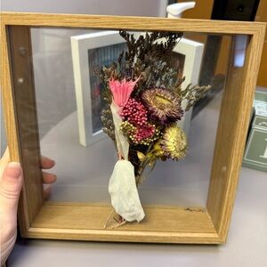 Framed Dried Flower Arrangement - Pink and Gold